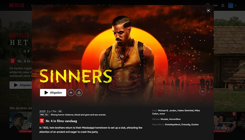 Sinners streaming op Netflix Australie