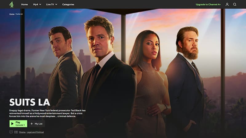 Suits LA streaming gratis op Channel 4